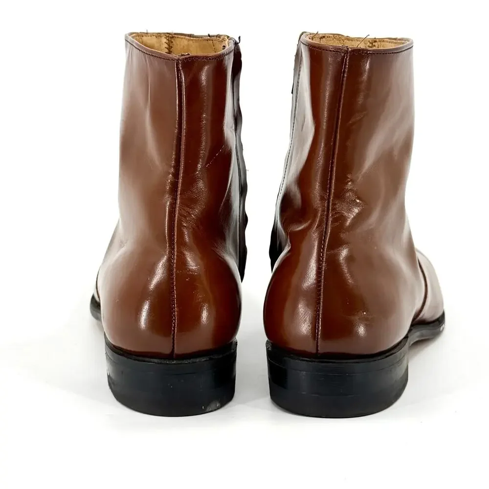 Vintage 70s O'Sullivan Brown Leather Mod Ankle Boots